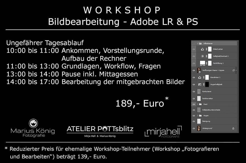 Workshop – Bildbearbeitung (Adobe LR & PS) am 16.03.2019